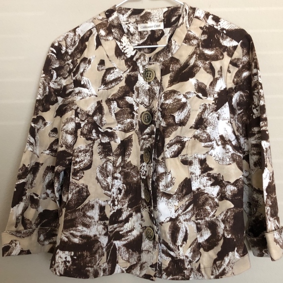 Coldwater Creek Jacket Print Linen White Red Large - Picture 2 of 6